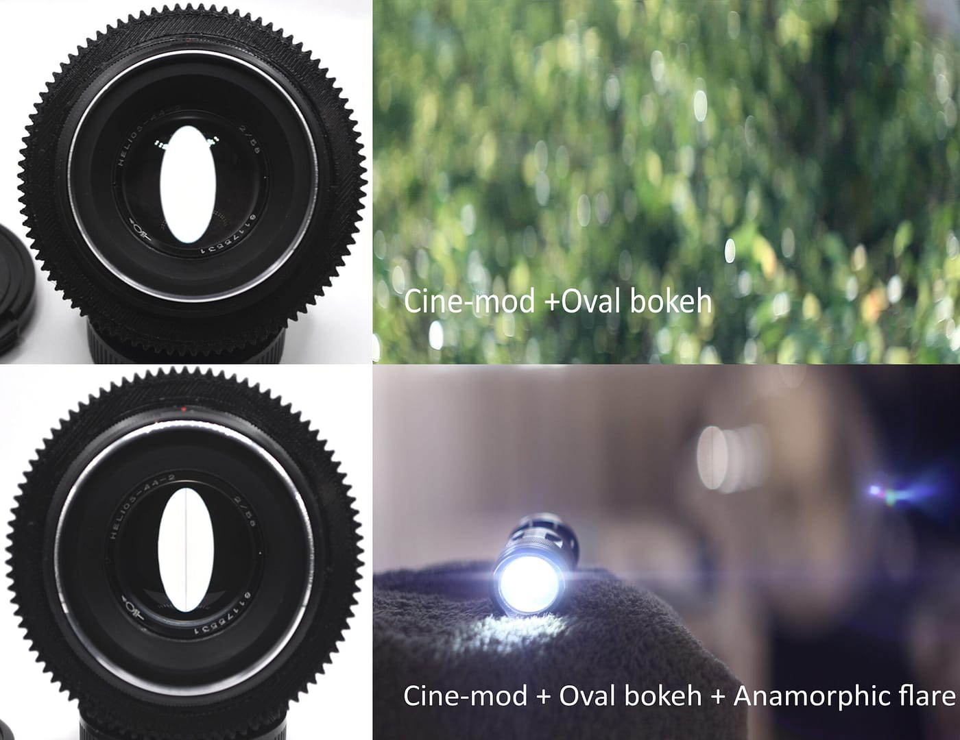 helios 44-2 cine mod oval bokeh and anamorphic flare